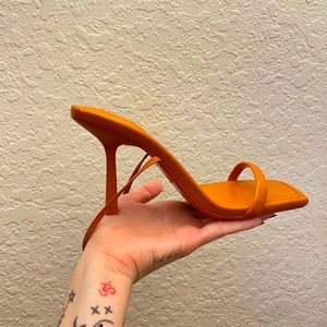 Toasty Orange Strappy Lace Up Heels Size 7